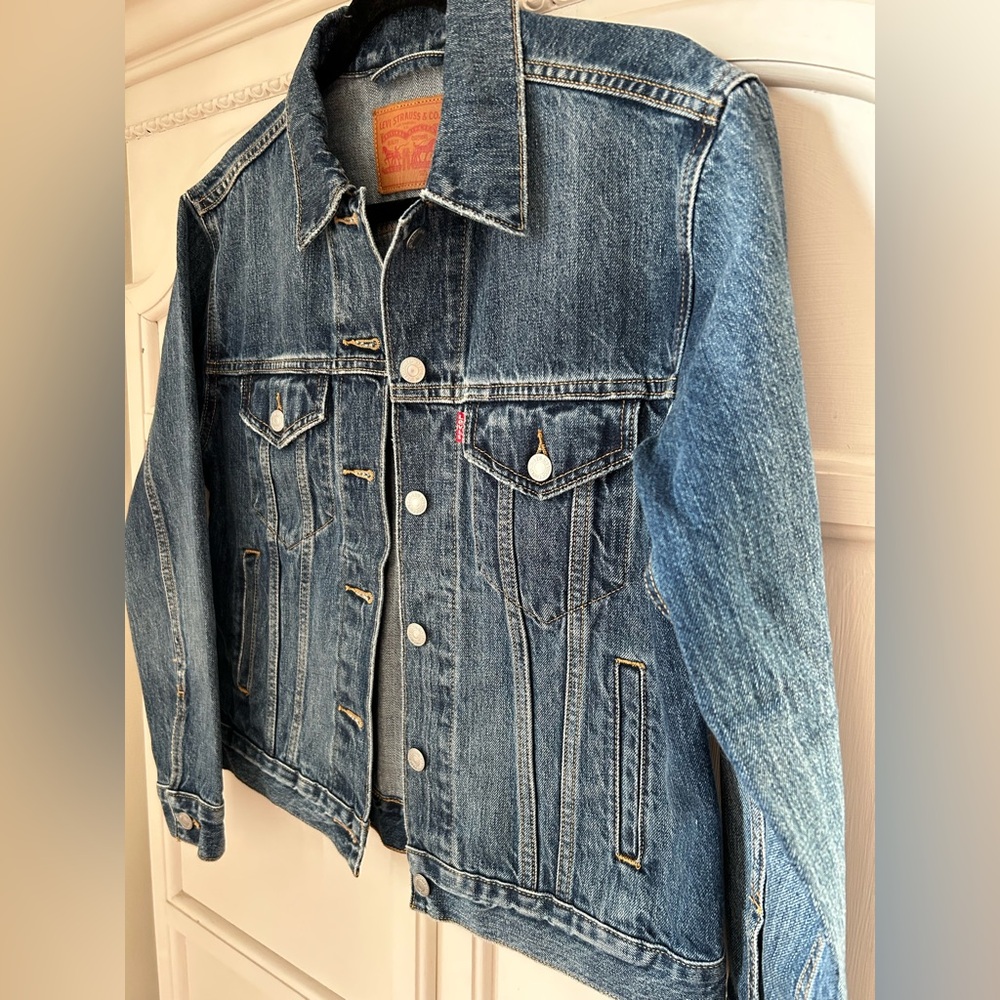 Levi's Jean Jacket Trucker Leather Patch Norm Core Capsule Minimalist - Picture 4 of 6